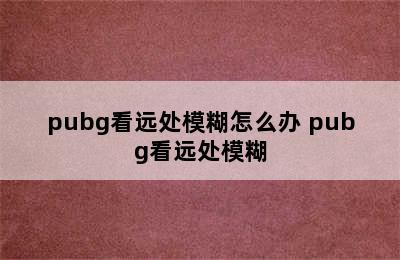 pubg看远处模糊怎么办 pubg看远处模糊